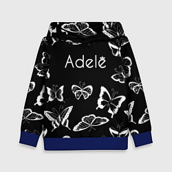 Толстовка-худи детская Адель летящие бабочки, цвет: 3D-синий