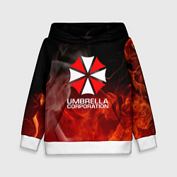 Толстовка-худи детская Umbrella Corporation пламя, цвет: 3D-белый