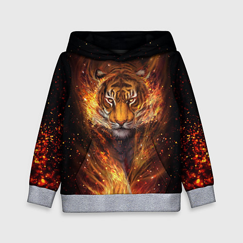 Детская толстовка Огненный тигр Сила огня / 3D-Меланж – фото 1