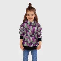 Толстовка-худи детская Фиолетовые каллы на темно фиолетовом фоне, цвет: 3D-черный — фото 2