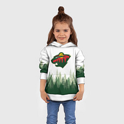 Толстовка-худи детская Minnesota Wild, Миннесота Уайлд Лес, цвет: 3D-белый — фото 2