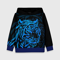 Толстовка-худи детская Голубой тигр Blue, цвет: 3D-синий
