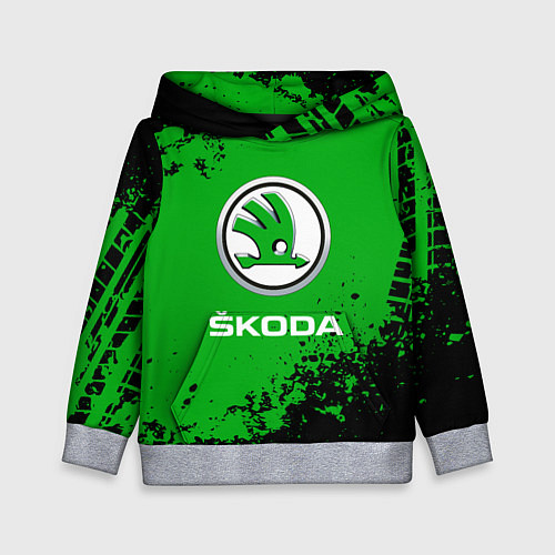 Детская толстовка Skoda следы от шин / 3D-Меланж – фото 1
