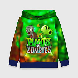 Толстовка-худи детская Plants vs Zombies горохострел и зомби, цвет: 3D-синий