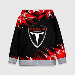 Толстовка-худи детская Tesla - Logo Sport Auto, цвет: 3D-меланж