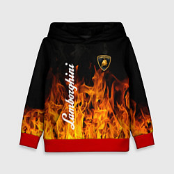 Толстовка-худи детская Lamborghini пламя огня, цвет: 3D-красный
