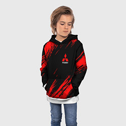 Толстовка-худи детская Mitsubishi Texture Red, цвет: 3D-белый — фото 2