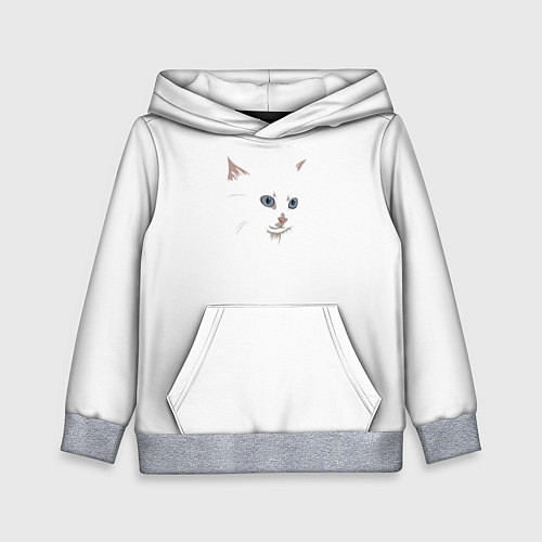 Детская толстовка Белый незаметный кот / 3D-Меланж – фото 1
