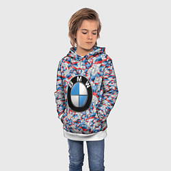 Толстовка-худи детская BMW M PATTERN LOGO, цвет: 3D-белый — фото 2