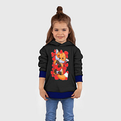 Толстовка-худи детская Лиса Символ любви, цвет: 3D-синий — фото 2