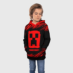 Толстовка-худи детская MINECRAFT - Красный Крипер, цвет: 3D-черный — фото 2