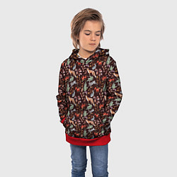 Толстовка-худи детская Лесная лисичка паттерн, цвет: 3D-красный — фото 2