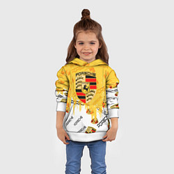Толстовка-худи детская Porsche порше паттерн, цвет: 3D-белый — фото 2