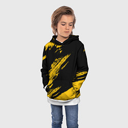 Толстовка-худи детская BLACK AND YELLOW GRUNGE ГРАНЖ, цвет: 3D-белый — фото 2