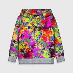 Толстовка-худи детская Пиксельный камуфляж Токсик, цвет: 3D-меланж