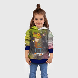 Толстовка-худи детская Лягушка хулиган Frog hooligan, цвет: 3D-синий — фото 2