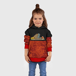 Толстовка-худи детская Ленивая лягушка Lazy Frog, цвет: 3D-красный — фото 2