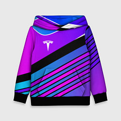 Толстовка-худи детская TESLA - NEON STYLE ТЕСЛА НЕОН, цвет: 3D-черный