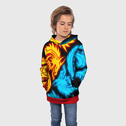 Толстовка-худи детская НЕОНОВЫЕ ДРАКОНЫ NEON DRAGONS, цвет: 3D-красный — фото 2