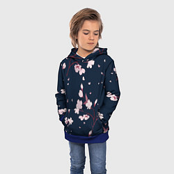 Толстовка-худи детская Веточки с цветами, цвет: 3D-синий — фото 2