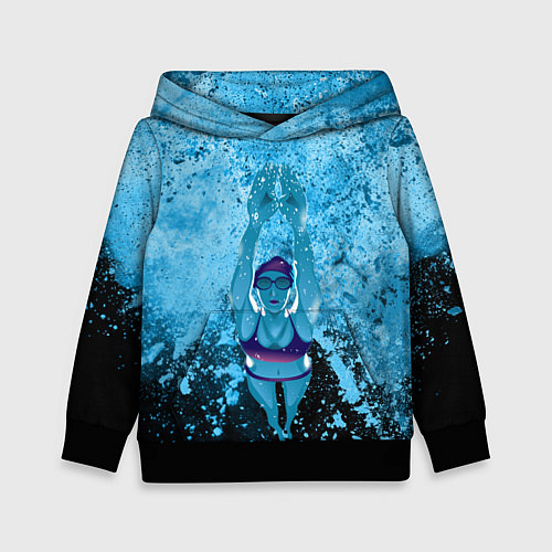 Детская толстовка Спортивное плавание Голубая вода / 3D-Черный – фото 1