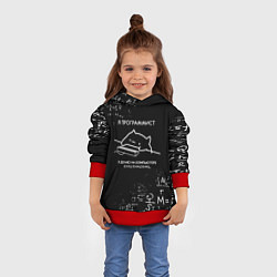Толстовка-худи детская КОТ ПРОГРАММИСТ ФОРМУЛЫ, цвет: 3D-красный — фото 2
