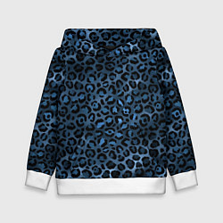 Толстовка-худи детская Синяя леопардовая шкура, цвет: 3D-белый