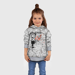 Толстовка-худи детская Banksy Девочка в Противогазе Бэнкси, цвет: 3D-меланж — фото 2