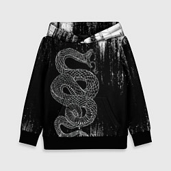 Толстовка-худи детская Snake Краски Змея ЧБ, цвет: 3D-черный