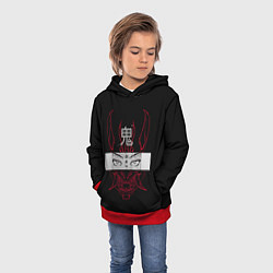 Толстовка-худи детская Японский демон Oni, цвет: 3D-красный — фото 2