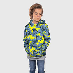 Толстовка-худи детская Камуфляж Жёлто-Голубой, цвет: 3D-меланж — фото 2