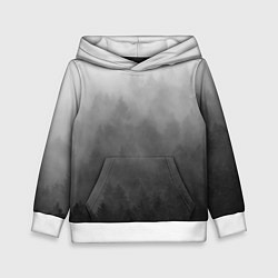Толстовка-худи детская Темный лес - туман, цвет: 3D-белый