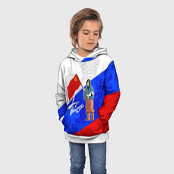 Толстовка-худи детская Бабушка с флагом победы, цвет: 3D-белый — фото 2