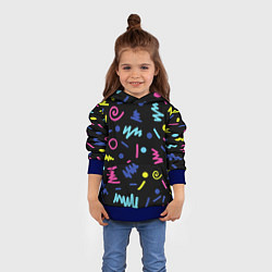 Толстовка-худи детская Neon color pattern Fashion 2032, цвет: 3D-синий — фото 2