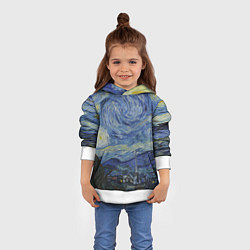 Толстовка-худи детская Звездная ночь Ван Гога, цвет: 3D-белый — фото 2