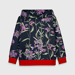 Толстовка-худи детская Цветы Фиолетовые, цвет: 3D-красный