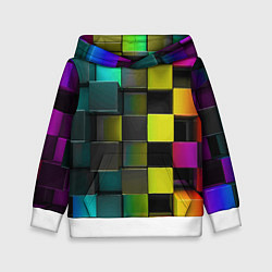 Толстовка-худи детская Colored Geometric 3D pattern, цвет: 3D-белый