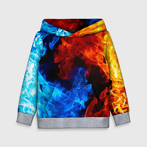 Детская толстовка Огонь - Вода Инь - Янь / 3D-Меланж – фото 1