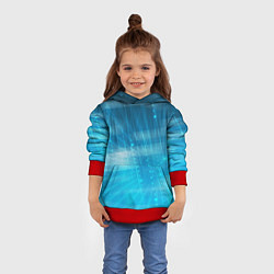 Толстовка-худи детская Линии на голубом фоне, цвет: 3D-красный — фото 2