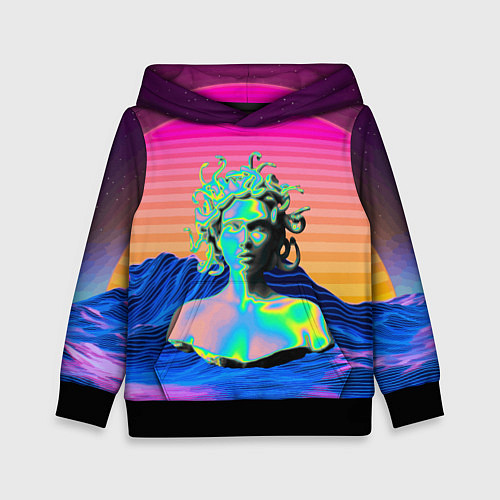 Детская толстовка Gorgon Medusa Vaporwave Neon Mountains / 3D-Черный – фото 1