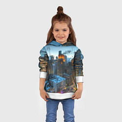 Толстовка-худи детская Городские будни, цвет: 3D-белый — фото 2