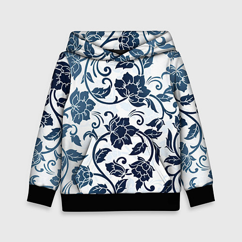 Детская толстовка Гжелевые цветы / 3D-Черный – фото 1