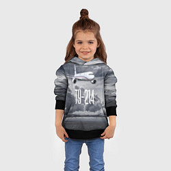 Толстовка-худи детская Пассажирский самолет Ту-214, цвет: 3D-черный — фото 2