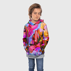 Толстовка-худи детская Красочный летний цветочный паттерн Summer color pa, цвет: 3D-меланж — фото 2
