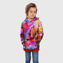 Толстовка-худи детская Красочный летний цветочный паттерн Summer color pa, цвет: 3D-красный — фото 2