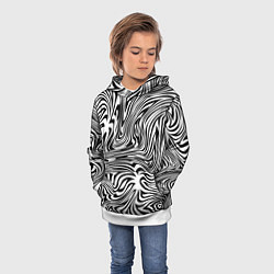 Толстовка-худи детская Сумасшедшая зебра Абстрактный узор с извилистыми л, цвет: 3D-белый — фото 2