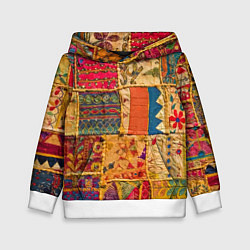 Толстовка-худи детская Пэчворк Лоскутное одеяло Patchwork Quilt, цвет: 3D-белый