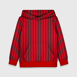 Толстовка-худи детская Красно-черный узор в полоску, цвет: 3D-красный