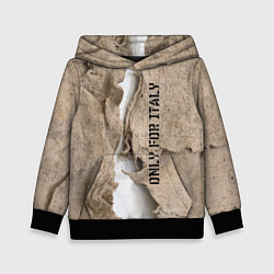 Толстовка-худи детская Только для Италии Мешковина Рваньё Only for Italy, цвет: 3D-черный