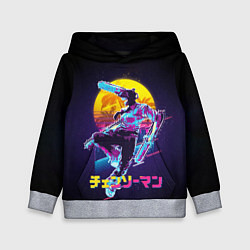Толстовка-худи детская CHAINSAW MAN on the background of the moon, цвет: 3D-меланж